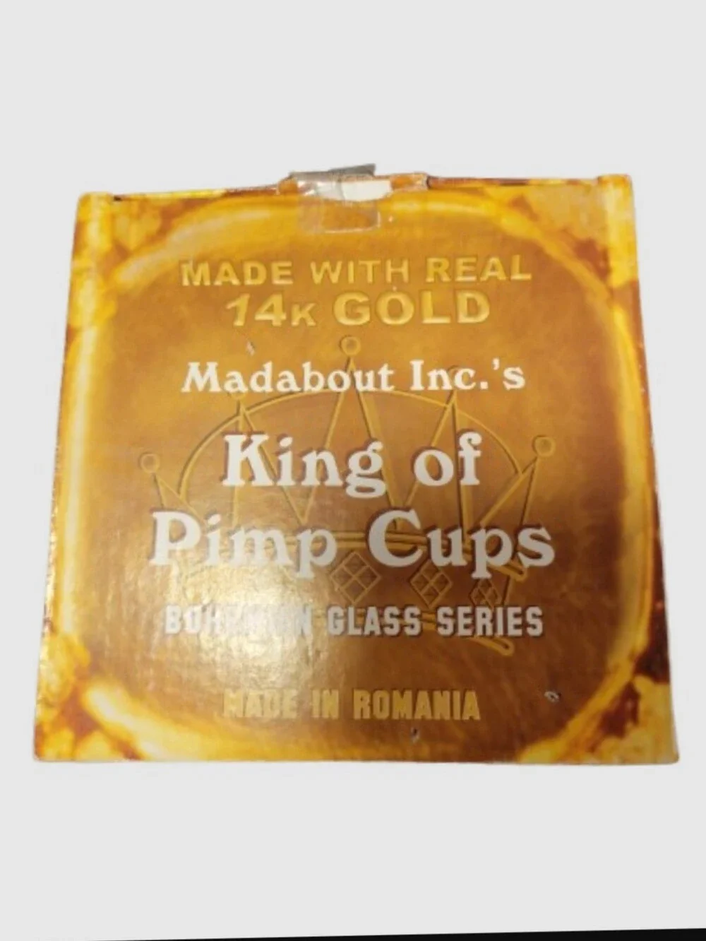 VTG Madabout King of Pimp Cups Goblet NIB 14K Gold Accent Novelty Gag Gift